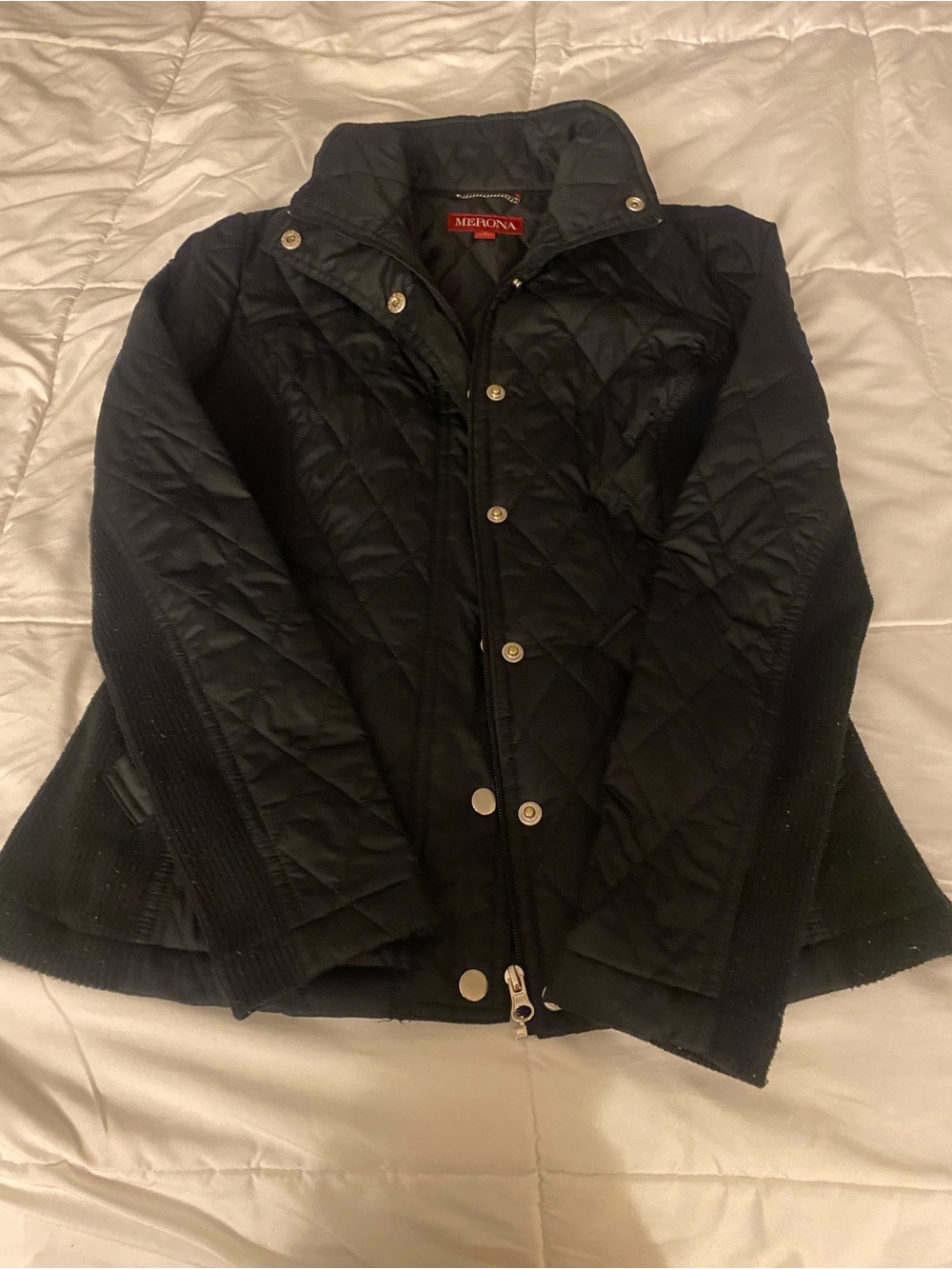 Merona Black Quilted Snap-Front Puffer Jacket